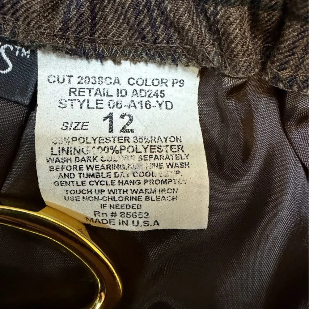 Counterparts size 12 brown plaid pencil skirt